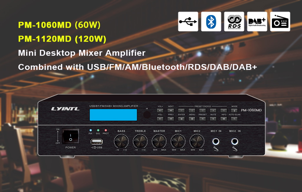 Desktop Mixer Amplifier Combined with USB/FM/AM/Bluetooth/RDS/ DAB/DAB+ ‍