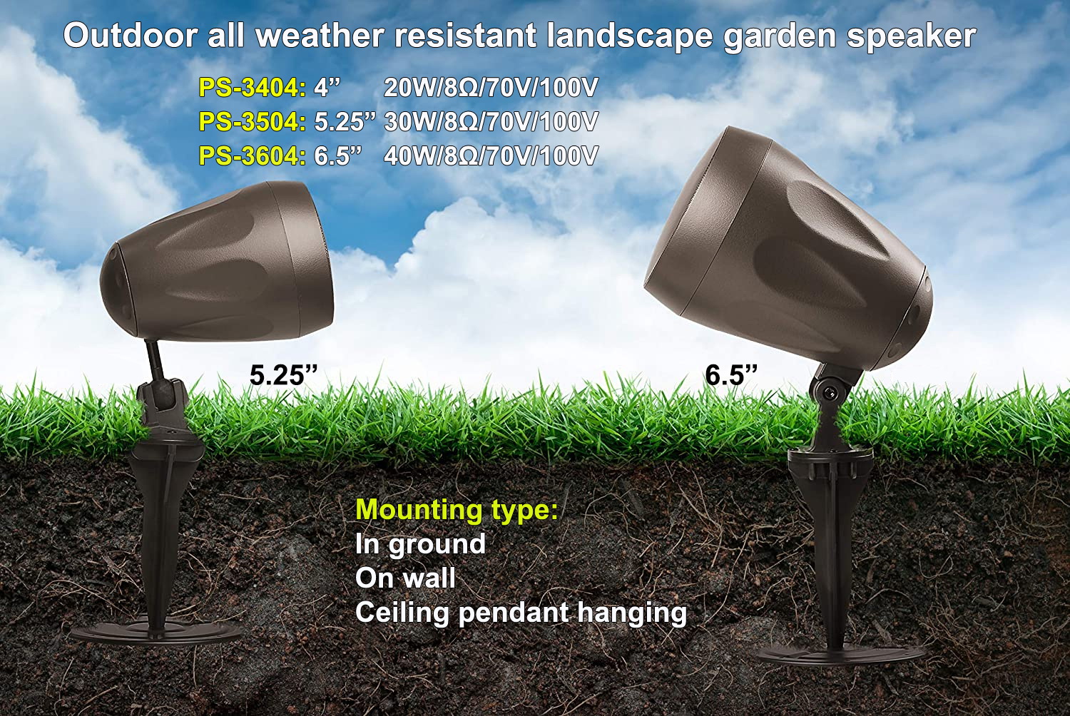 Hot sell: outdoor weather resistant landscape garden speaker: PS-3404 series