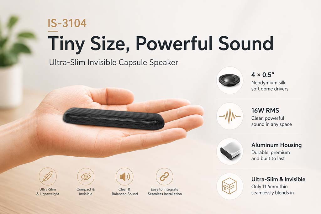 IS-3104 Ultra Slim Invisible Capsule Speaker IS-3104 Ultra Slim Invisible Capsule Speaker